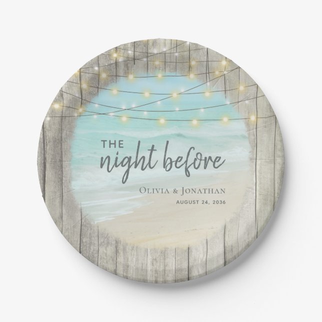 Rustic Beach Wedding Rehearsal Dinner  Paper Plate (Front)