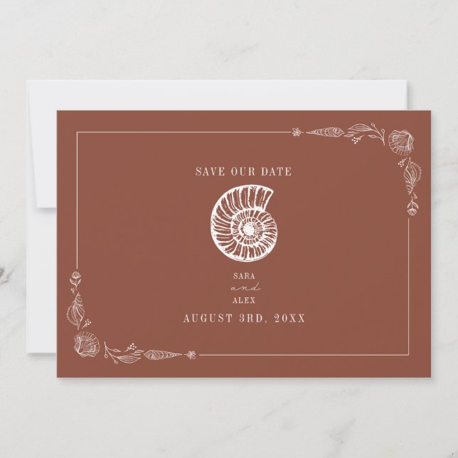 Rustic Beach Wedding Terracotta Save The Date (Front)