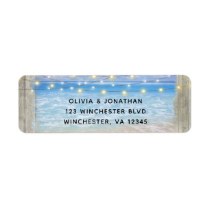 Rustic Beach Wood Blue Wedding Return Address