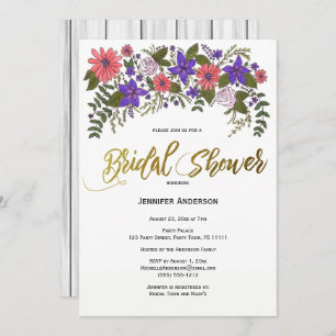 Rustic beach Wood Floral Bridal Shower Invitation