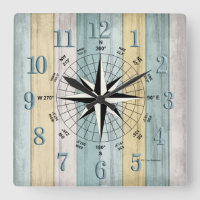 Rustic Beach Wood Nautical Compass