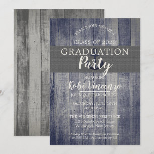 Rustic Beach Wood Nautical Graduation Party Invitation