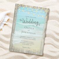 Rustic Beach Wood String Lights Waves Wedding