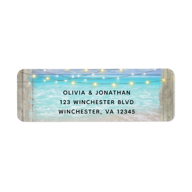 Rustic Beach Wood Wedding Return Address (Front)