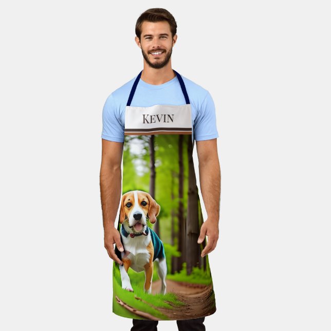 Rustic Beagle Dog Running in Woods Apron (Worn)