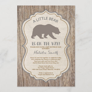 Rustic Bear Baby Shower by Mail Invitation