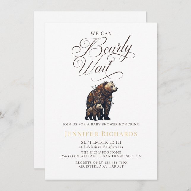 Rustic Bear Baby Shower Invitation (Front/Back)