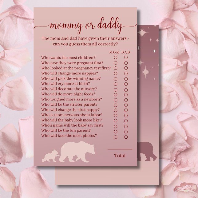 Rustic Bear Baby Shower Mummy or Daddy Quiz (Creator Uploaded)