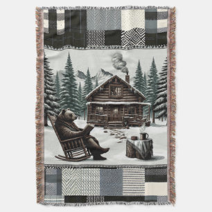 Rustic Bear Blanket Cosy Cabin Book Lover Throw