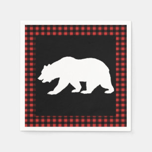 Rustic Bear & Buffalo Check Plaid Napkin