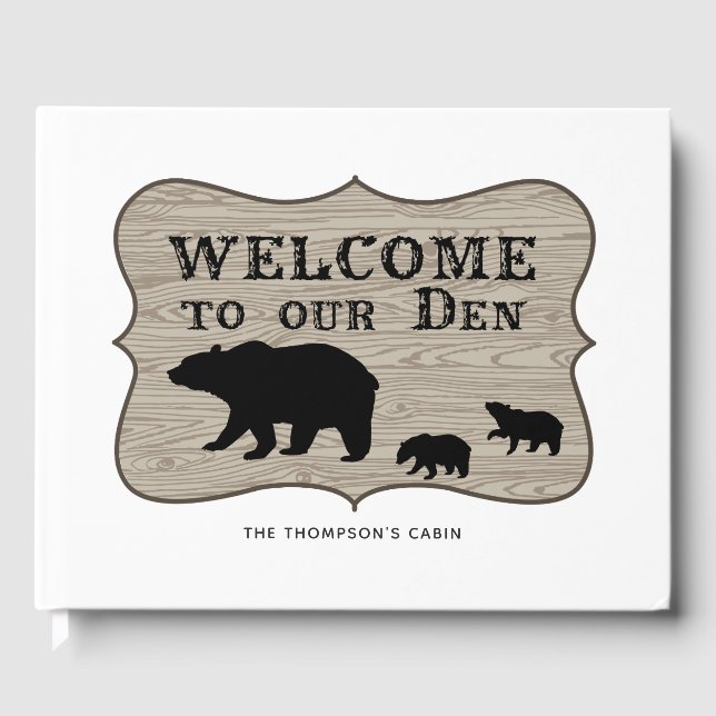 Rustic Bear Cabin Guest Book (Front)