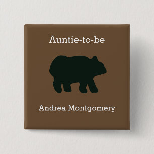 Rustic Bear Custom Button Name Tag