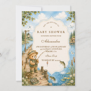 Rustic Bear Fishing Baby Shower Invitation