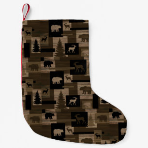 Rustic bear moose wood holiday stocking