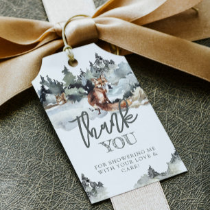 Rustic Bear & Mountains Baby Shower Favours Gift Tags