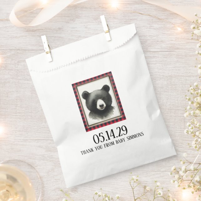 Rustic Bear Nursery Favour Bags (Clipped)