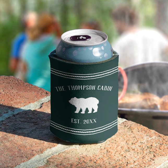 Rustic Bear Personalised Family Name Can Cooler (Creator Uploaded)