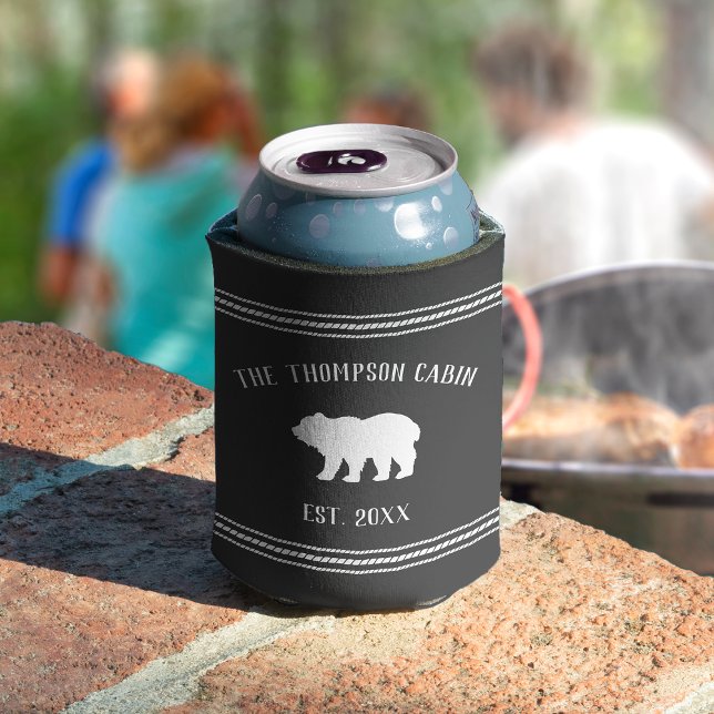Rustic Bear Personalised Family Name Can Cooler (Creator Uploaded)