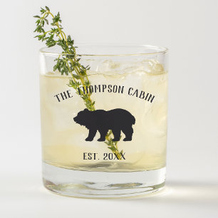 Rustic Bear Personalised Family Name Whiskey Glass
