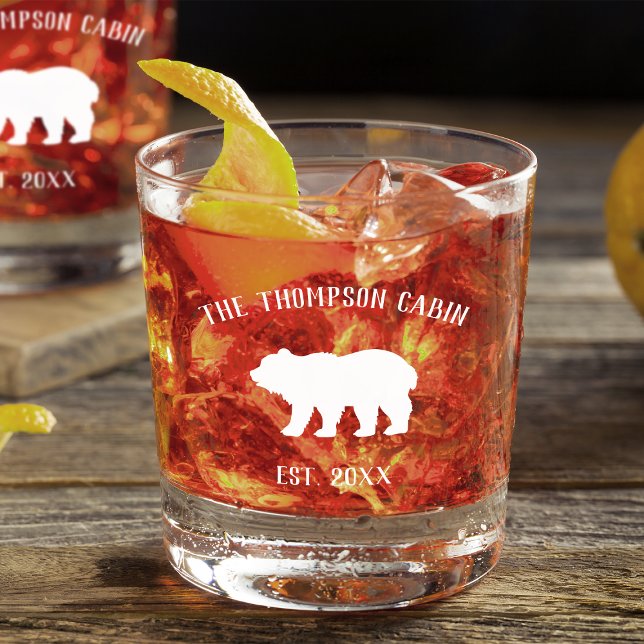 Rustic Bear Personalised Family Name Whiskey Glass (Creator Uploaded)