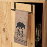 Rustic bear personalised family tea towel<br><div class="desc">A perfect add to your rustic-styled house. Personalise it with your monogram,  family name,  and established date.</div>