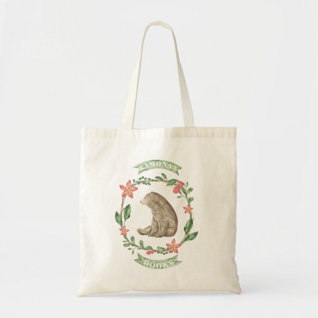 Rustic Bear Personalised Library Bag (Front)