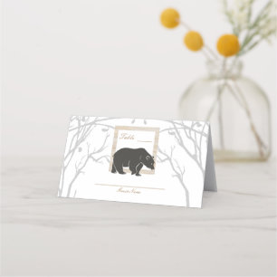 Rustic Bear & Red Plaid Woods Wedding Invitations