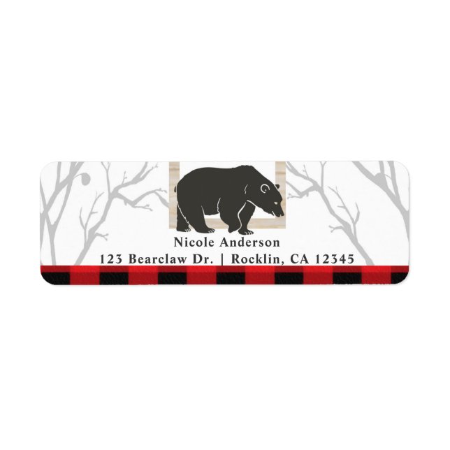 Rustic Bear & Red Plaid Woods Wedding Party Invite (Front)