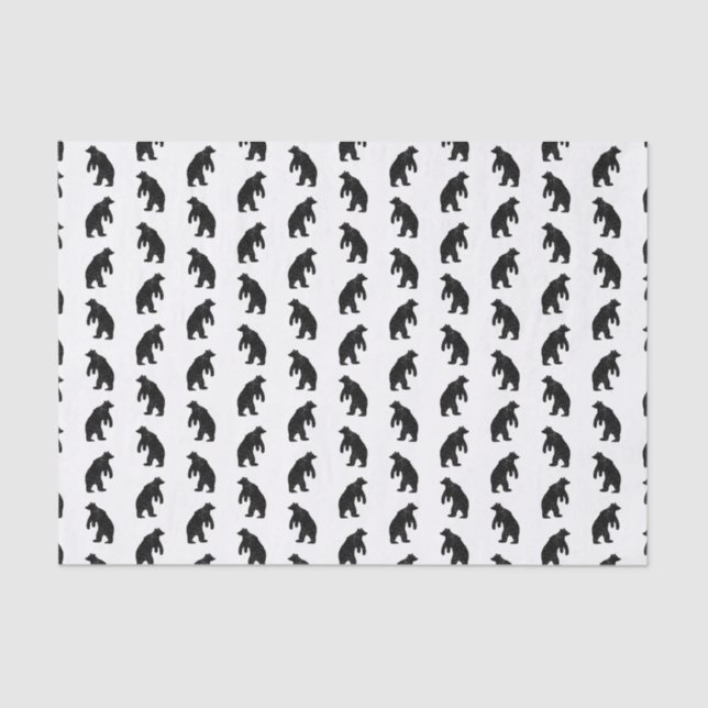 Rustic Bear Silhouettes CUSTOM BACKGROUND COLOR Tissue Paper (Front)