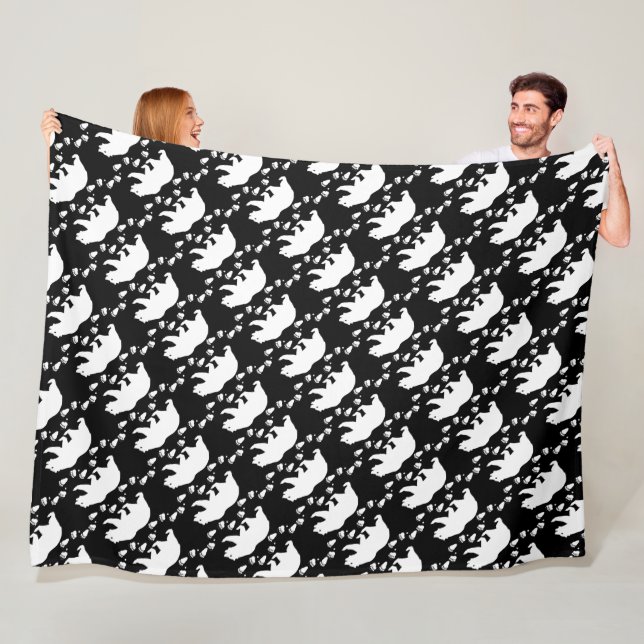 Rustic Bear Tracks Woodland Creature Pattern Fleece Blanket (In Situ)