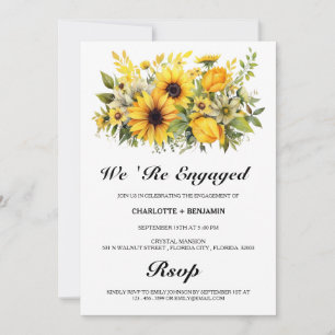 Rustic Beautiful Sunflower Engagement Party Invitation