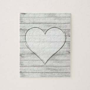 Rustic Beautiful Wood Texture Heart Jigsaw Puzzle