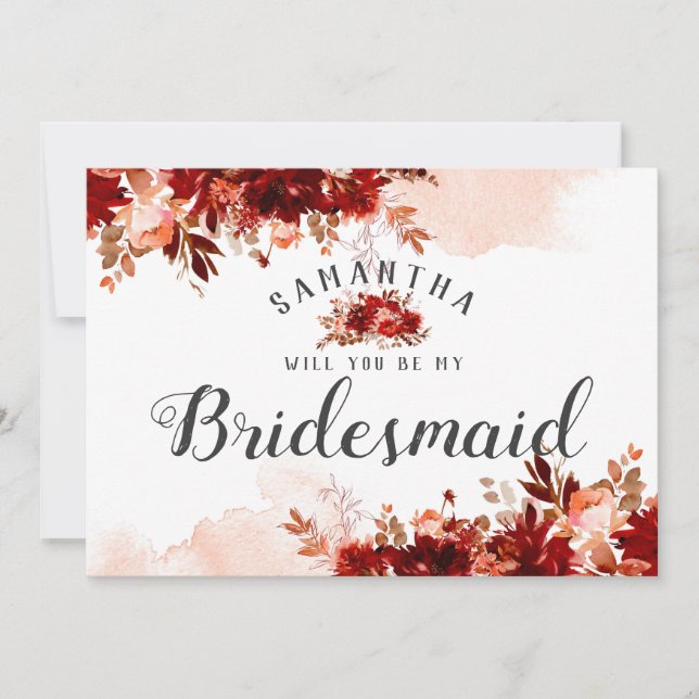 Rustic Beauty Be My Bridesmaid Proposal Card (Front)