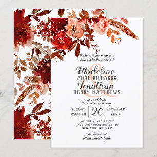 Rustic Beauty Bohemian Floral Top Border Wedding Invitation
