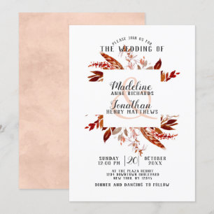 Rustic Beauty Boho Chic Fall Wreath Wedding Invitation