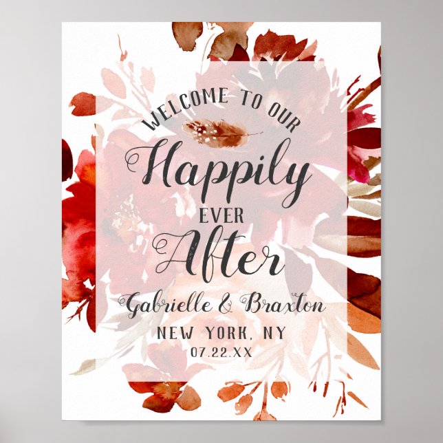 Rustic Beauty Fall Happily Ever After Welcome Sign (Front)