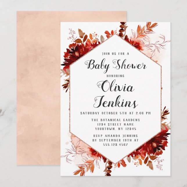 Rustic Beauty Floral Baby Girl Shower Invitation (Front/Back)