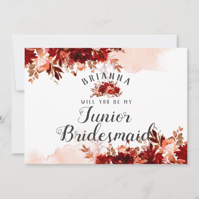 Rustic Beauty Floral Be My Jr. Bridesmaid Proposal (Front)