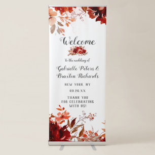 Rustic Beauty Floral Border Chic Wedding Welcome Retractable Banner