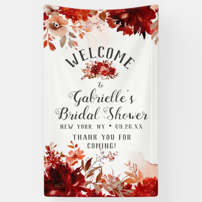 Rustic Beauty Floral Bouquet Bridal Shower Welcome Banner (Vertical)
