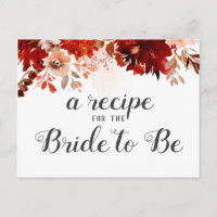 Rustic Beauty Floral Bridal Shower Recipe Card