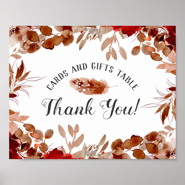 Rustic Beauty Floral Cards and Gifts Table Sign (Front)