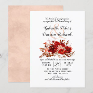 Rustic Beauty Floral Fall Boho Bouquet Wedding Invitation