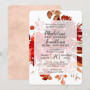 Rustic Beauty Floral Fall Vintage Framed Wedding Invitation