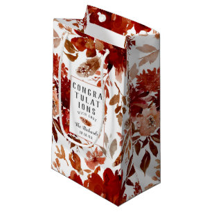 Rustic Beauty Floral Fall Wedding Congratulations Small Gift Bag