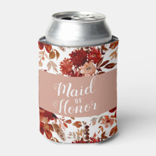 Rustic Beauty Floral Framed Bohemian Maid of Honou Can Cooler