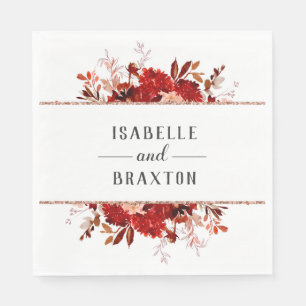 Rustic Beauty Floral Framed Fall Wedding Monogram Napkin