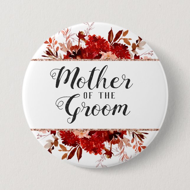 Rustic Beauty Floral Framed Mother of the Groom 7.5 Cm Round Badge (Front)