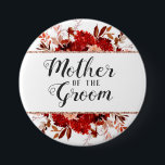 Rustic Beauty Floral Framed Mother of the Groom 7.5 Cm Round Badge<br><div class="desc">Rustic Beauty Floral Framed Watercolor Bohemian Autumn or Fall Design with Boho Hand Painted Flowers, and Plenty of colourful orange, rust, red, Burgundy, Marsala, and peach leaves and foliage. With Hand Drawn Line elements, Swirly Hand Lettered Fonts and Rose Gold Geometric Rectangle Frame Wedding Mother of the Groom button! ~...</div>