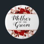 Rustic Beauty Floral Framed Mother of the Groom 7.5 Cm Round Badge<br><div class="desc">Rustic Beauty Floral Framed Watercolor Bohemian Autumn or Fall Design with Boho Hand Painted Flowers, and Plenty of colourful orange, rust, red, Burgundy, Marsala, and peach leaves and foliage. With Hand Drawn Line elements, Swirly Hand Lettered Fonts and Rose Gold Geometric Rectangle Frame Wedding Mother of the Groom button! ~...</div>